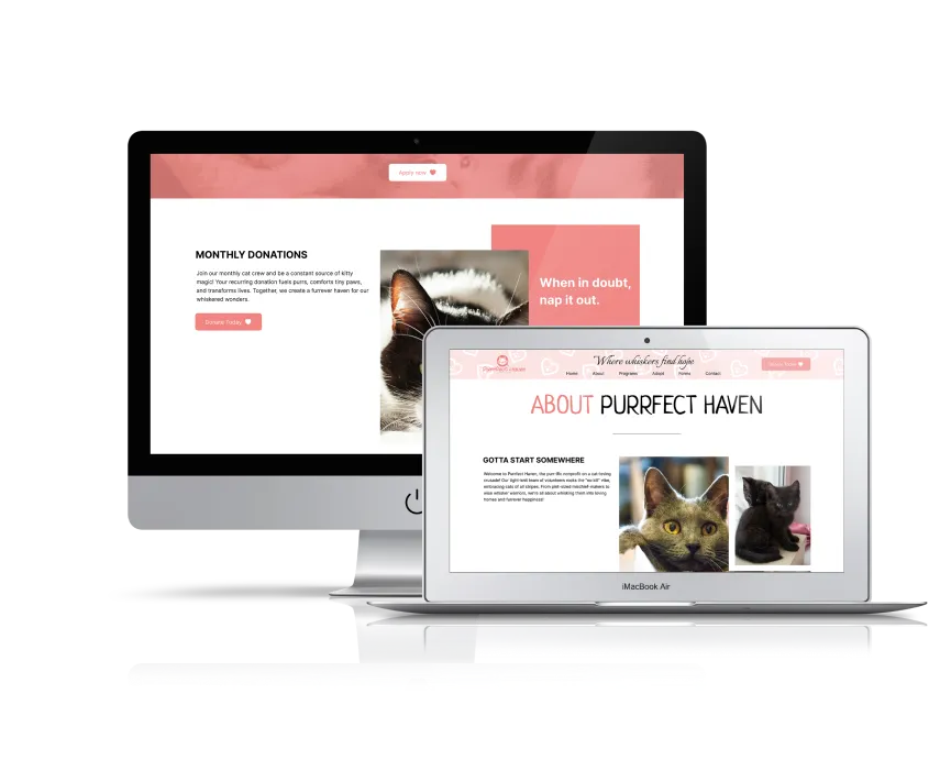 Responsive screens for Purrfect Haven