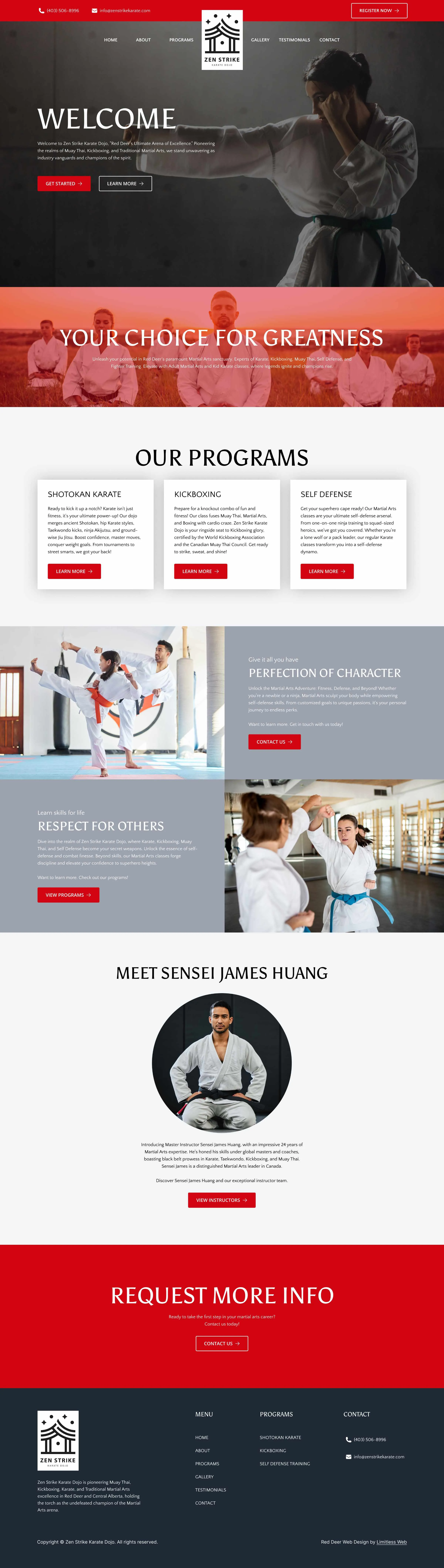 an image of the Zen Strike Karate Dojo home page